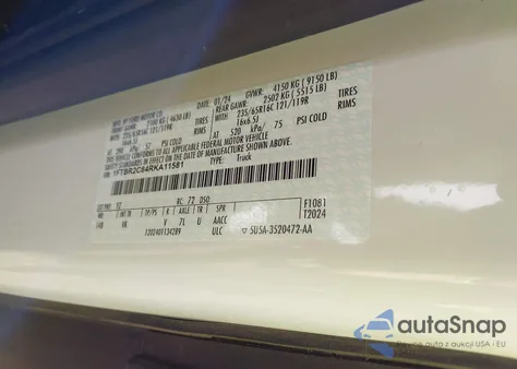 2024 Ford Transit-250 z USA, uszkodzony, nr VIN 1FTBR2C84RKA11581